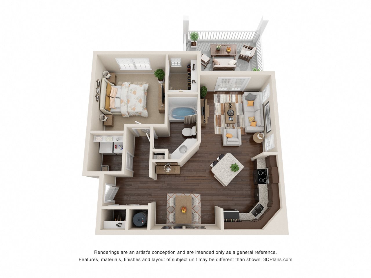 A3 One bedroom with spacious patio